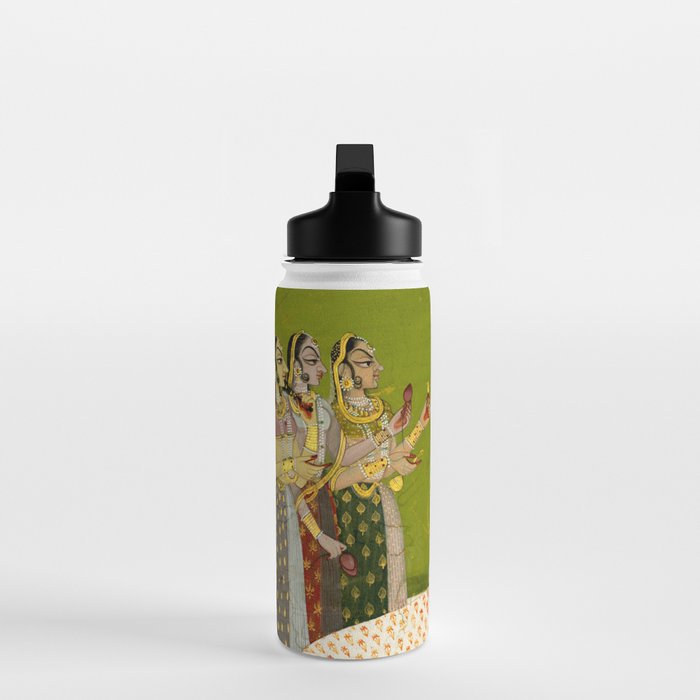 Portrait of Maharaja Savant Singh with Consort, Bani Thani. Indian Rajasthan Folk Art  Water Bottle Gallery Image 3
