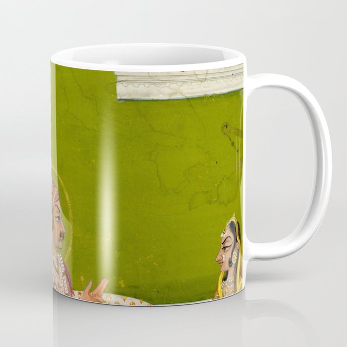 Portrait of Maharaja Savant Singh with Consort, Bani Thani. Indian Rajasthan Folk Art  Coffee Mug Gallery Image 1