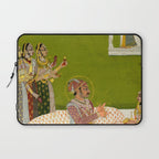Portrait of Maharaja Savant Singh with Consort, Bani Thani. Indian Rajasthan Folk Art  Laptop Sleeve Gallery Image 1