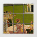 Portrait of Maharaja Savant Singh with Consort, Bani Thani. Indian Rajasthan Folk Art  Wood Wall Art Gallery Image 1