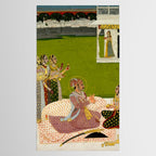 Portrait of Maharaja Savant Singh with Consort, Bani Thani. Indian Rajasthan Folk Art  Tablecloth Gallery Image 2