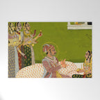 Portrait of Maharaja Savant Singh with Consort, Bani Thani. Indian Rajasthan Folk Art  Welcome Mat Gallery Image 1
