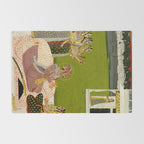 Portrait of Maharaja Savant Singh with Consort, Bani Thani. Indian Rajasthan Folk Art  Rug Gallery Image 2