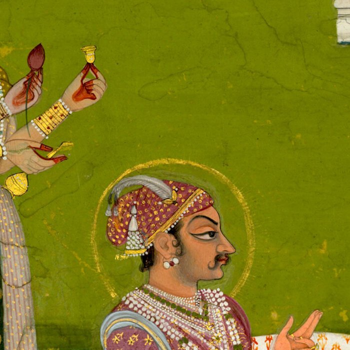 Portrait of Maharaja Savant Singh with Consort, Bani Thani. Indian Rajasthan Folk Art  Coffee Mug Gallery Image 2