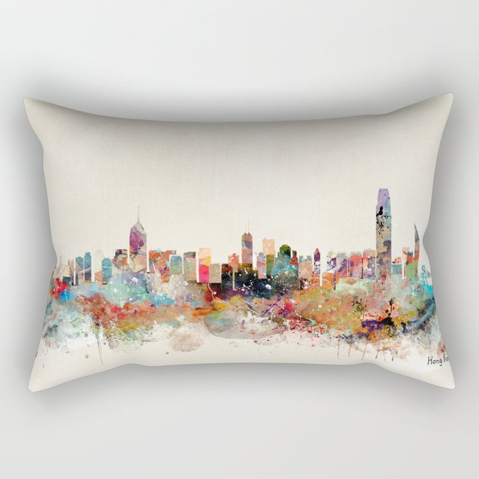 hong kong skyline Rectangular Pillow Gallery Image 1