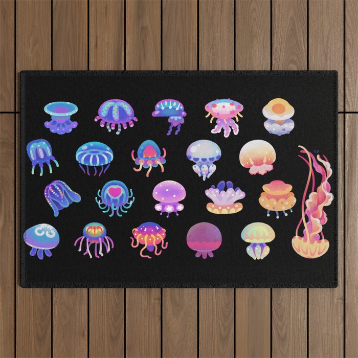 Jellyfish Day - dark Outdoor Rug Gallery Image 1