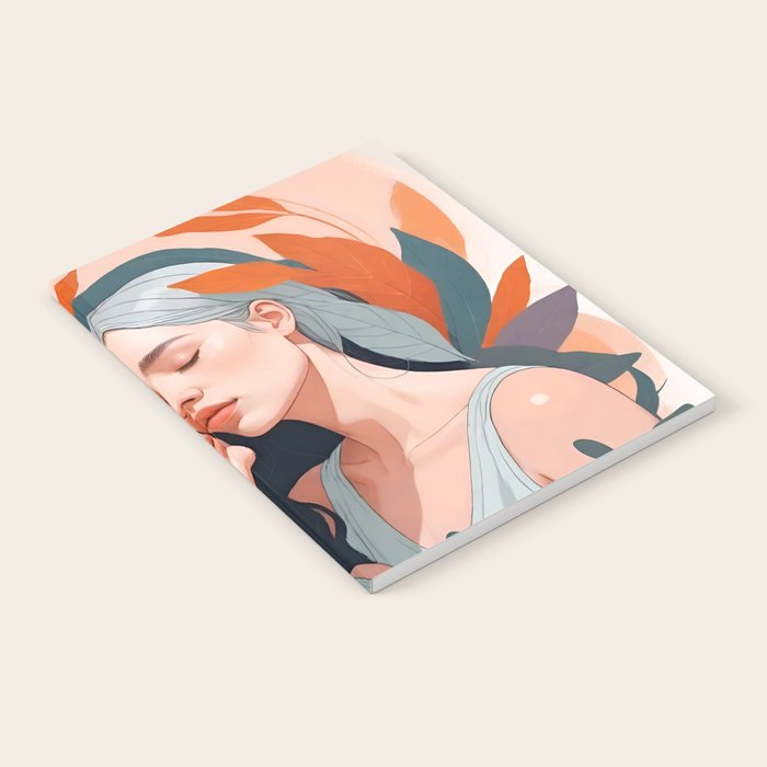 Closeness, Two Women Feminism Painting, Youth Friendship Companion LGBTQ, Lovers Couple Coral Spring Notebook Gallery Image 2
