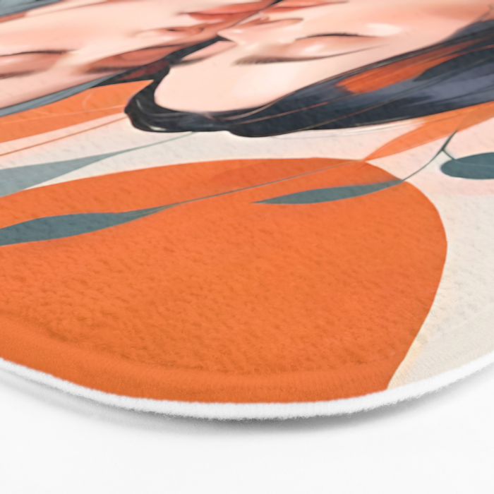 Closeness, Two Women Feminism Painting, Youth Friendship Companion LGBTQ, Lovers Couple Coral Spring Bath Mat Gallery Image 3