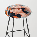 Closeness, Two Women Feminism Painting, Youth Friendship Companion LGBTQ, Lovers Couple Coral Spring Stool Gallery Image 2