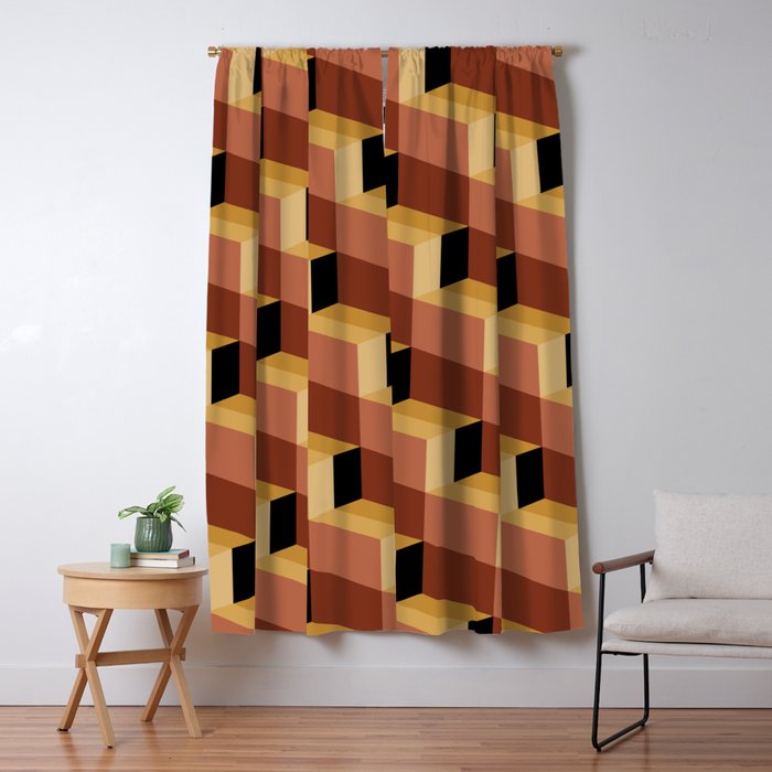 Cuboid Geometric Abstract Shapes Pattern VII Window Curtain Gallery Image 5