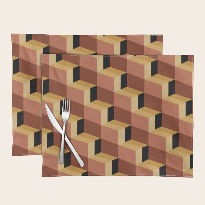 Cuboid Geometric Abstract Shapes Pattern VII Placemat Gallery Image 1