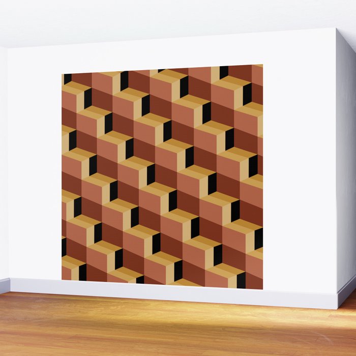 Cuboid Geometric Abstract Shapes Pattern VII Wall Mural Gallery Image 2