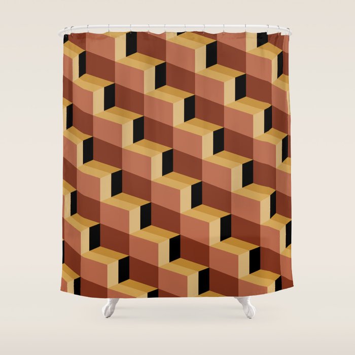 Cuboid Geometric Abstract Shapes Pattern VII Shower Curtain Gallery Image 1
