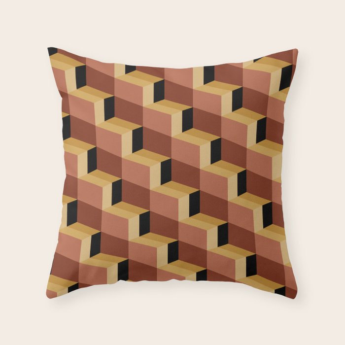 Cuboid Geometric Abstract Shapes Pattern VII Throw Pillow Gallery Image 1