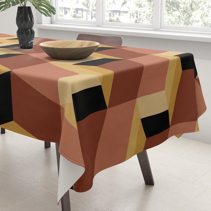 Cuboid Geometric Abstract Shapes Pattern VII Tablecloth Gallery Image 3