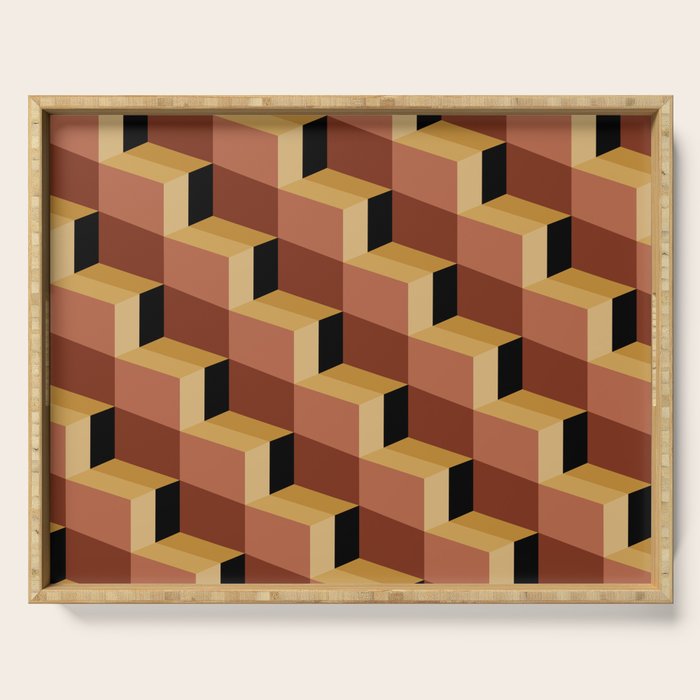 Cuboid Geometric Abstract Shapes Pattern VII Serving Tray Gallery Image 1
