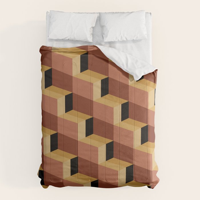 Cuboid Geometric Abstract Shapes Pattern VII Comforter Gallery Image 1