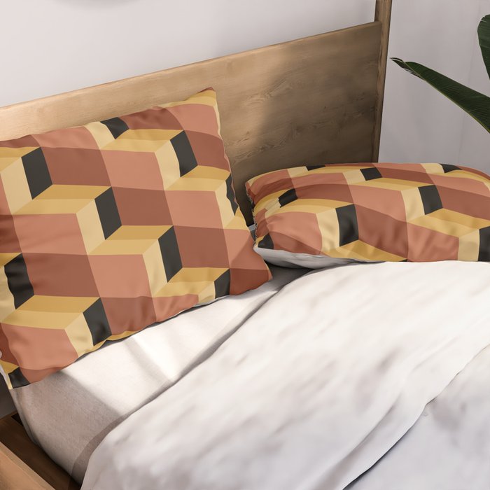Cuboid Geometric Abstract Shapes Pattern VII Pillow Sham Gallery Image 2