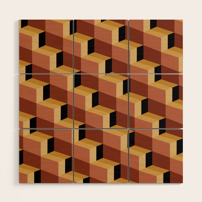Cuboid Geometric Abstract Shapes Pattern VII Wood Wall Art Gallery Image 1