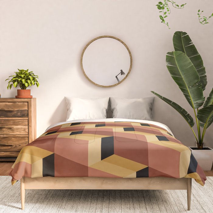 Cuboid Geometric Abstract Shapes Pattern VII Comforter Gallery Image 3