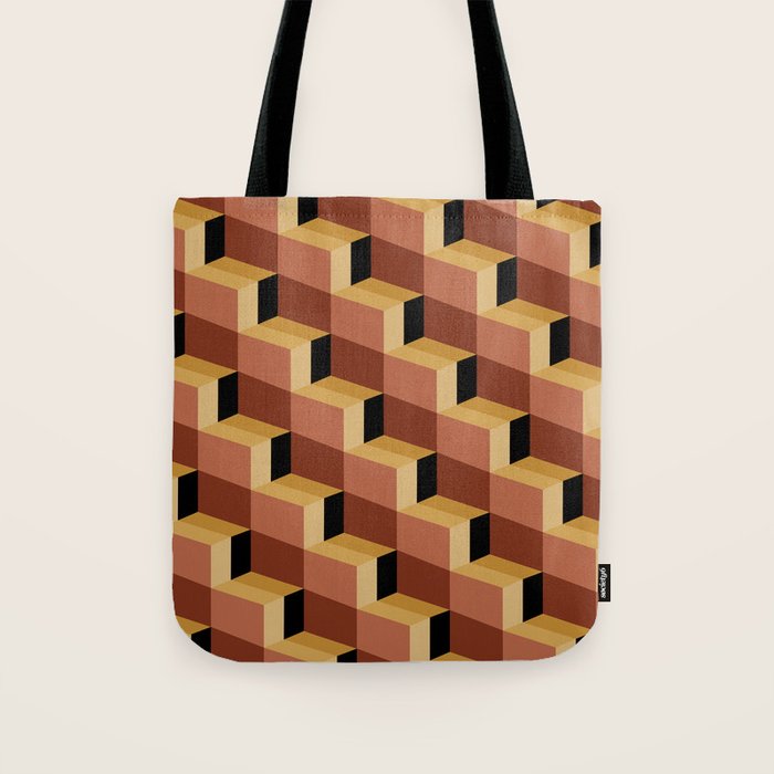 Cuboid Geometric Abstract Shapes Pattern VII Tote Bag Gallery Image 1