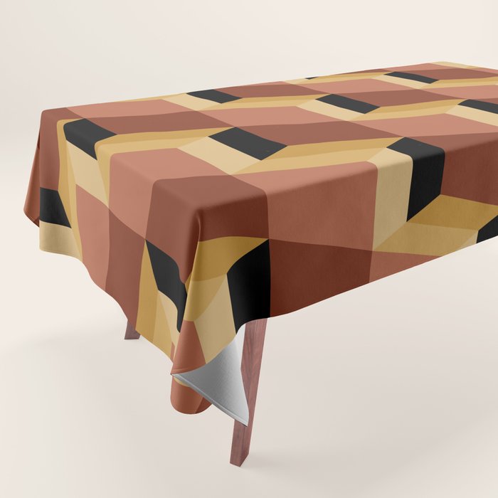 Cuboid Geometric Abstract Shapes Pattern VII Tablecloth Gallery Image 1