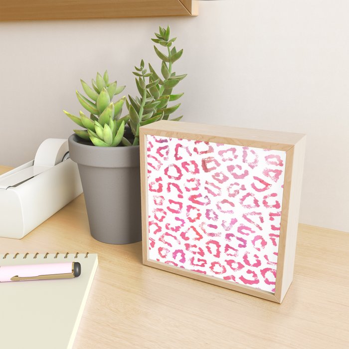 Modern white pink  watercolor animal print Mini Art Print Gallery Image 2