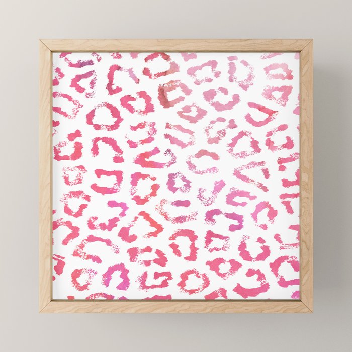 Modern white pink  watercolor animal print Mini Art Print Gallery Image 1
