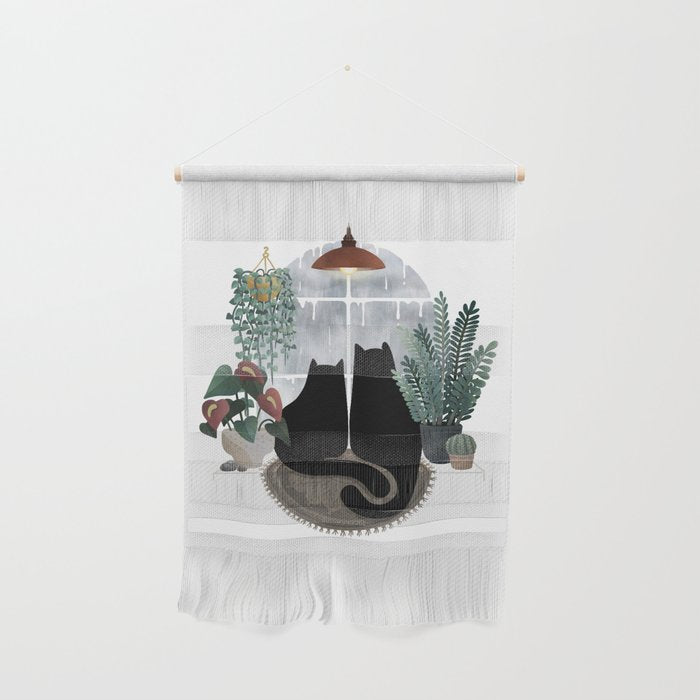 Rainy Day Cats (on white) Wall Hanging Gallery Image 1