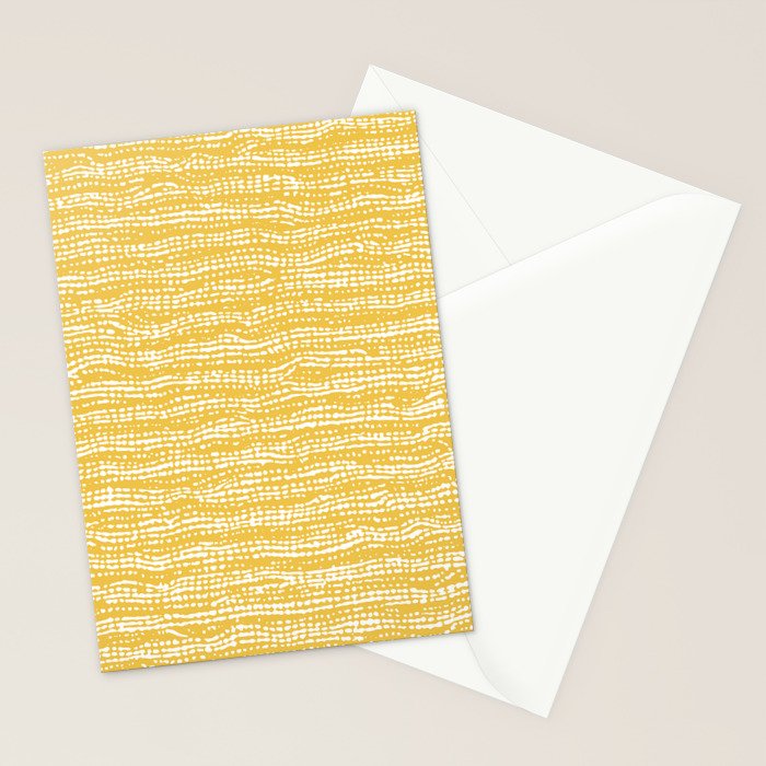 Mud Cloth Stitch Stripes Boho Yellow and White Stationery Card Gallery Image 2