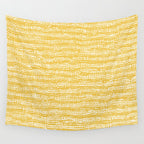 Mud Cloth Stitch Stripes Boho Yellow and White Wall Tapestry Gallery Image 4