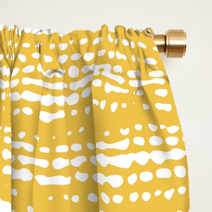 Mud Cloth Stitch Stripes Boho Yellow and White Window Curtain Gallery Image 2