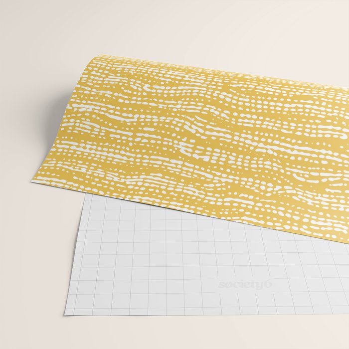 Mud Cloth Stitch Stripes Boho Yellow and White Wrapping Paper Gallery Image 2