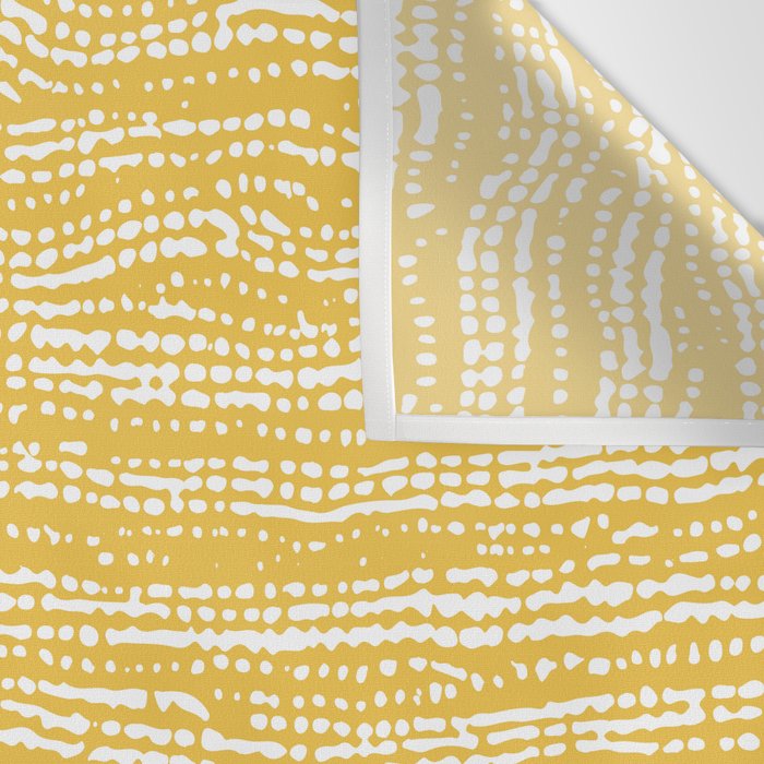 Mud Cloth Stitch Stripes Boho Yellow and White Wall Tapestry Gallery Image 3