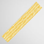 Mud Cloth Stitch Stripes Boho Yellow and White Table Runner Gallery Image 3