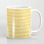 Mud Cloth Stitch Stripes Boho Yellow and White Coffee Mug Gallery Image 1