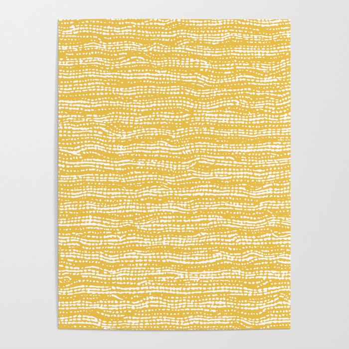 Mud Cloth Stitch Stripes Boho Yellow and White Poster Gallery Image 1