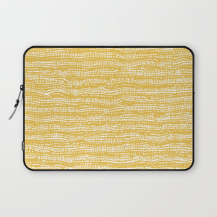 Mud Cloth Stitch Stripes Boho Yellow and White Laptop Sleeve Gallery Image 1