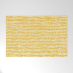 Mud Cloth Stitch Stripes Boho Yellow and White Welcome Mat Gallery Image 1