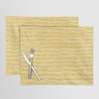 Mud Cloth Stitch Stripes Boho Yellow and White Placemat Gallery Image 1