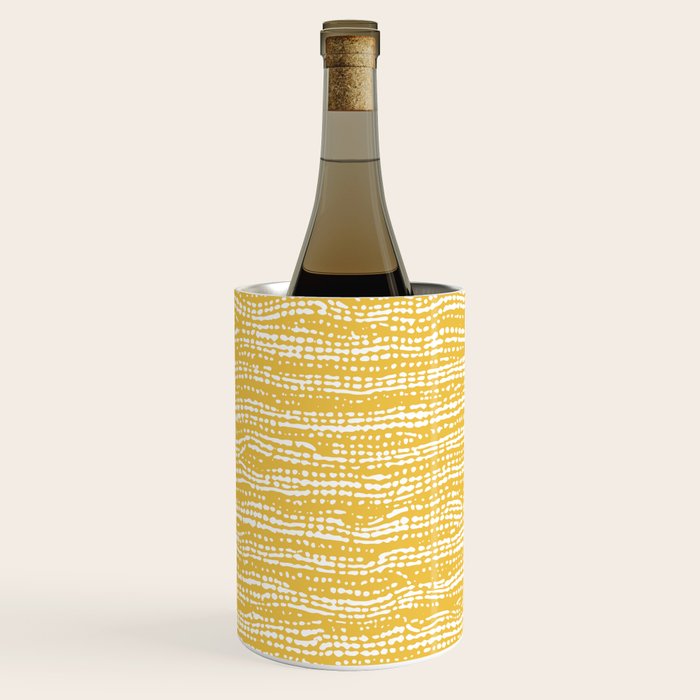 Mud Cloth Stitch Stripes Boho Yellow and White Wine Chiller Gallery Image 3