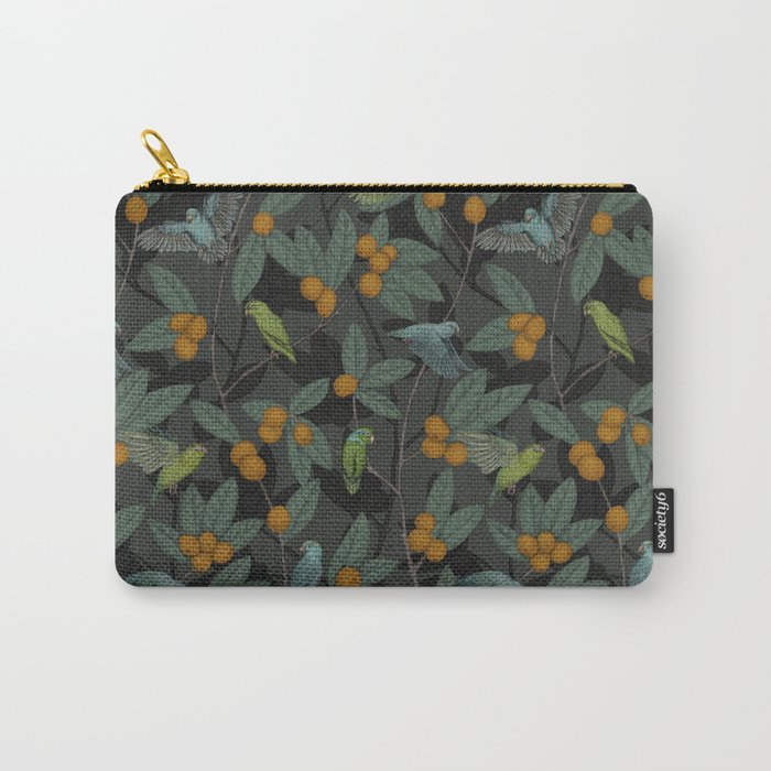 Green & Turquoise Parrotlets and Loquats Carry All Pouch Gallery Image 1