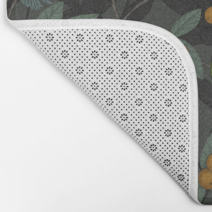 Green & Turquoise Parrotlets and Loquats Bath Mat Gallery Image 2