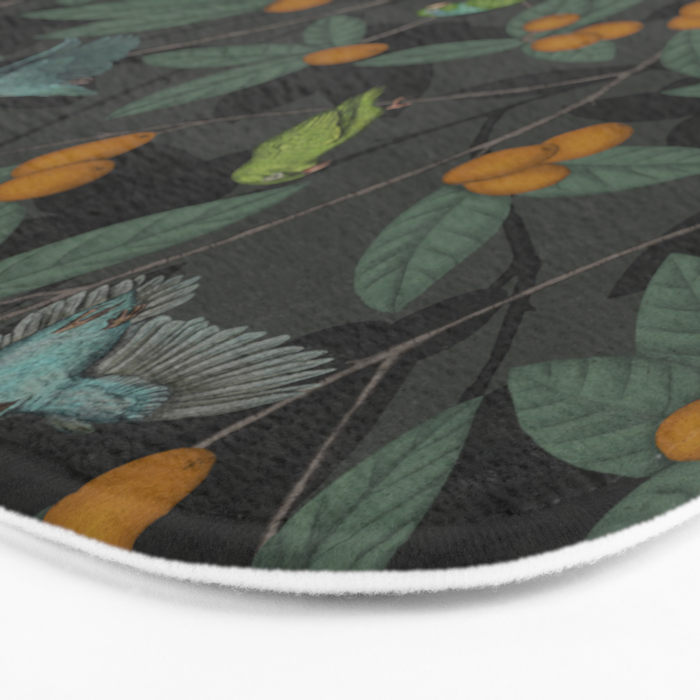 Green & Turquoise Parrotlets and Loquats Bath Mat Gallery Image 3