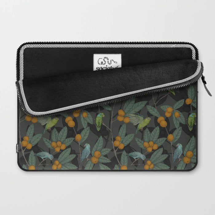 Green & Turquoise Parrotlets and Loquats Laptop Sleeve Gallery Image 2