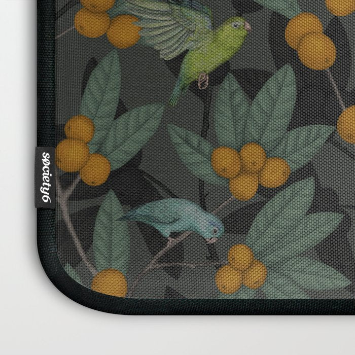 Green & Turquoise Parrotlets and Loquats Laptop Sleeve Gallery Image 3