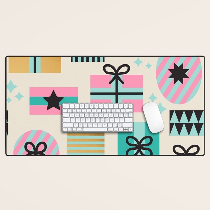 Retro Geometric Christmas gift Pattern 2 Desk Mat Gallery Image 1