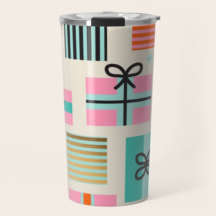 Retro Geometric Christmas gift Pattern 2 Travel Mug Gallery Image 1