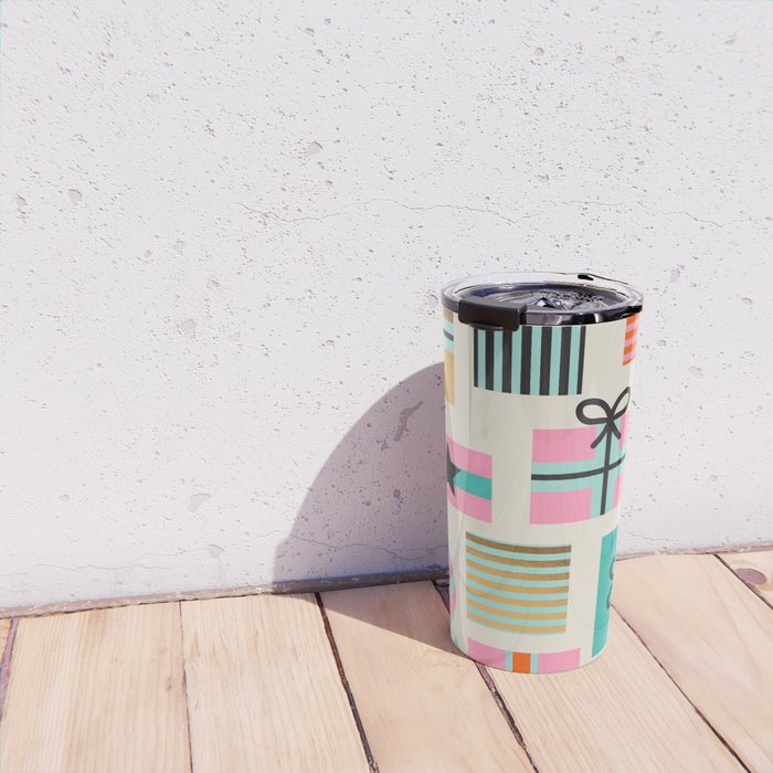 Retro Geometric Christmas gift Pattern 2 Travel Mug Gallery Image 4