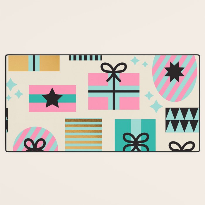Retro Geometric Christmas gift Pattern 2 Desk Mat Gallery Image 3